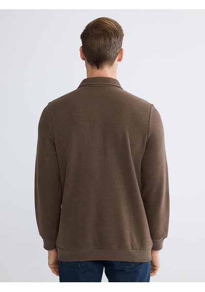 Lcwaıkıkı Classic Kahverengi Polo Yaka Erkek Sweatshirt
