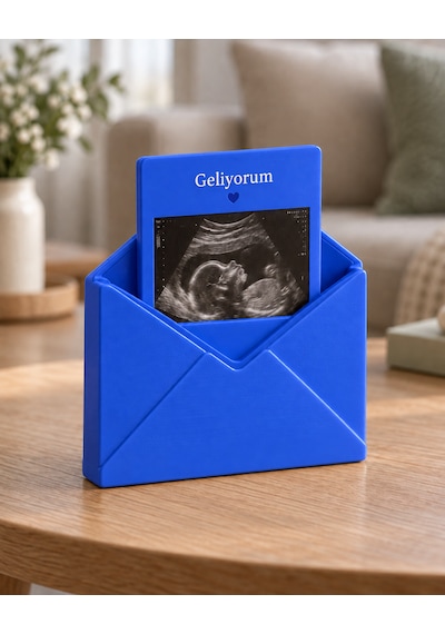 Sehmira Kişiye Özel Zarf Tasarımlı Bebek Fotoğraf Tutucu Açık Mavi