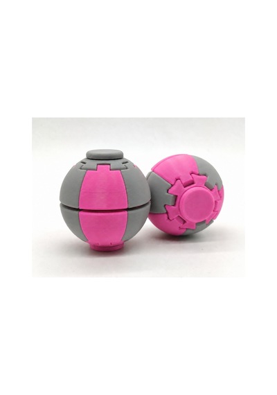 Alvera Press Küresi 3d Baskı Dönüşen Mekanik Fidget Stres Oyuncağı-pembe-gri