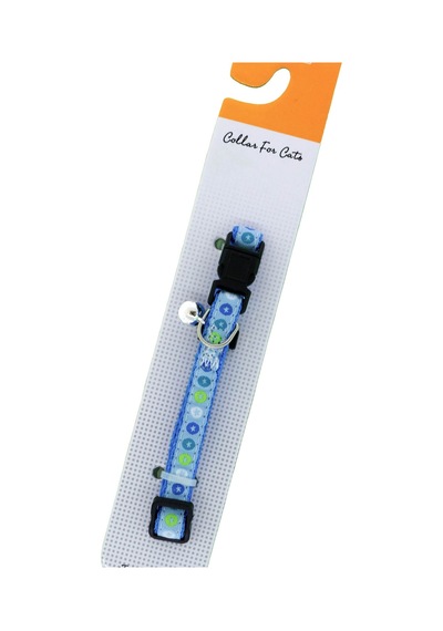 Luxury Paws Desenli Kedi Boyun Tasması Mavi 10mm-30CM