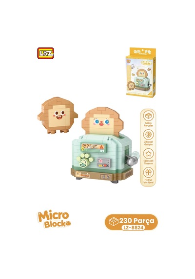 Loz Micro Block Serisi Ekmek Kızartma Makinesi 230 Parça Dekoratif Oyuncak Yapım Seti Yapı Blok 8824