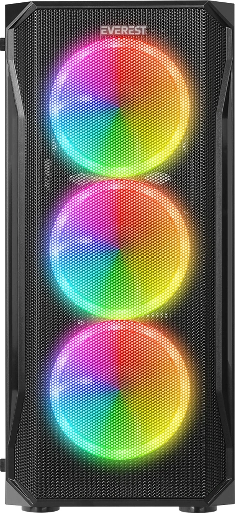 Everest X-racer, Mesh, 600w Peak , 4x12cm Rgb Fan, Temperli Cam Yan Panel, Atx, Gamıng Kasa
