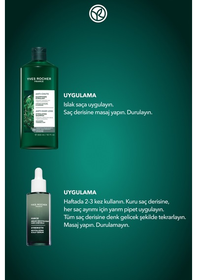 Yves Rocher Saç Dökülmesine Karşı Güçlendirici 2'li Saç Bakım Seti-şampuan 300 Ml & Saç Serumu 50 Ml