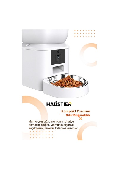Qq025 Kameralı Akıllı Kedi Köpek Otomatik Mama Kabı,480p Gece Görüşlü, Wifi 2.4ghz, 4 Lt, Metal Kase