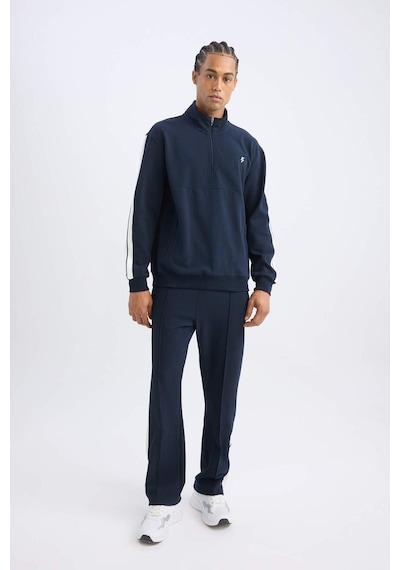 DeFacto Lacivert DeFactoFit Standart Fit Dik Yaka Yarım Fermuarlı Sporcu Sweatshirt D1953AX24AUNV146