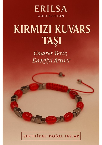 Sertifikalı Kırmızı Kuvars Taşı Bileklik - Cesaret Veren Enerjiyi Artıran Şık Takı Kırmızı
