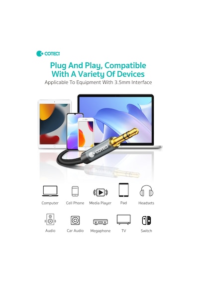 3.5mm To 3.5mm İki Ucu Aux Jack Ses Kablosu Erkek Erkek Jak Araç Hoparlör Kulaklık Bağlantı 5 Metre