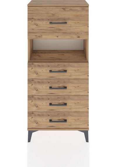 Hyperion Dolap Tek Raflı 5 Çekmeceli 60x44x134 Çam-çam Çam
