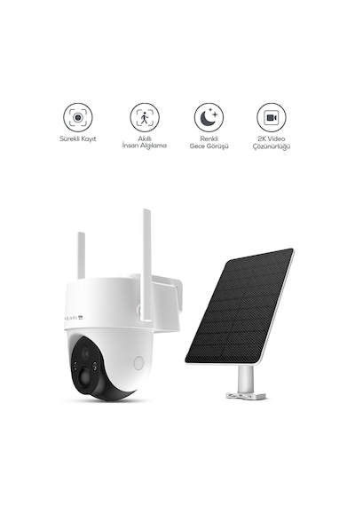 V1 Dış Mekan 4g Ptz Dahili Solar Şarjlı Akıllı Güvenlik Kamerası 2k, 3mp, Aov, 10400mah, Gece Görü