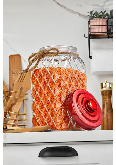 Cooker Nostalji 30 Cm 4,5 Litre Kırmızı Vakum Kapaklı Cam Kavanoz 1 Adet Ckr3810 Çok Renkli