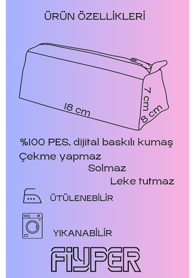 Etnik Desen Astarlı Yıkanabilir Bez Kalemlik Kalem Kutusu