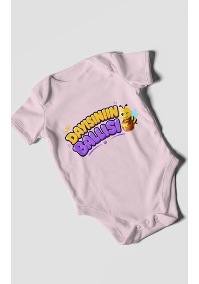 Morivokids Dayısının Ballısı Kısa Kollu Bebek Body %100 Pamuk Bebe Pembe