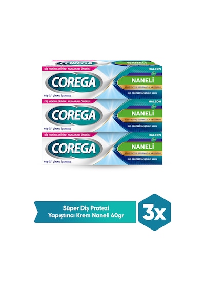 Corega Krem Yapıştırıcı Naneli 40 Gr 3 Adet
