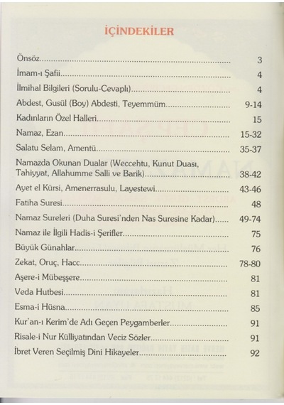 Şafii Namaz Hocası 96 Sayfa Cep Boy