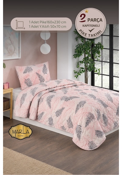Tek Kişilik Pike Takımı 160x230 Cm Çok Amaçlı Yatak Örtüsü & Battaniye Pembe Siyah