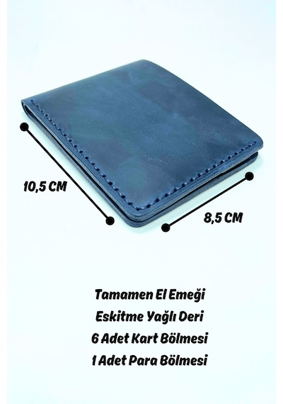 Parscraft El Yapımı Hakiki Deri Premium Cüzdan Lacivert Geniş Model Lacivert