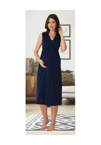 Ct Moda Kadın Lacivert Geniş Askılı Desenli Hamile Lohusa Sabahlık Pijama Takımı Gecelik 4'lü Set Lacivert Ct Moda Kadın Lacivert Geniş Askılı Desenli Hamile Lohusa Sabahlık Pijama Takımı Gecelik 4'lü Set Lacivert