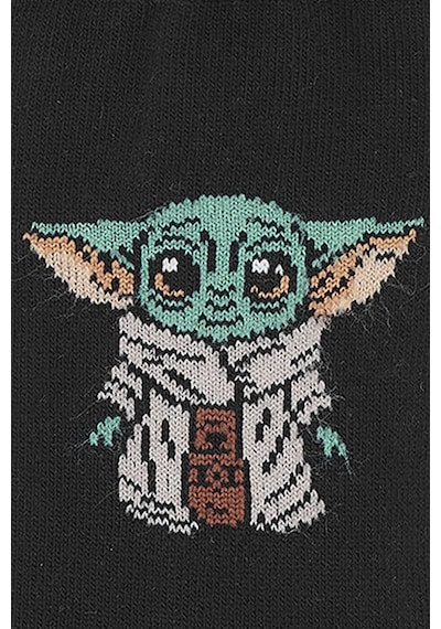 Kadın Pamuklu Özel Desenli Dikişsiz Yumuşak Dokulu Terletmez Rahat Esnek Soket Çorap Siyah-yoda