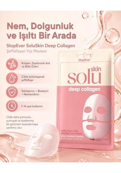 Tr Skin Solu Deep Kolajen Eriyen Yüz Maskesi - Nemlendirici Cilt Bakım Maskesi - Kolajen, Hyalüronik Asit Ve Bitki Ö