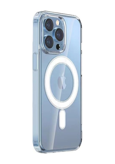 Apple Uyumlu iPhone 14 Pro Kılıf M-safe Şarj Özellikli Şeffaf Sert Pc Zore Embos Kapak Renksiz