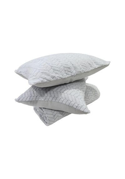 Merinos Modernline Çift Kişilik 3 Parça Sense Battaniye Seti Gri Gri