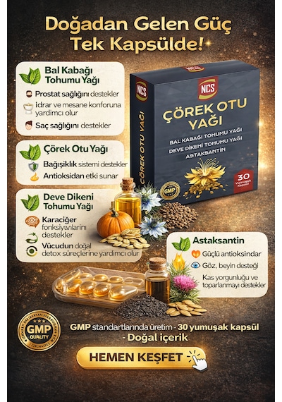 Çörek Otu Yağı Bal Kabağı Deve Dikeni Astaksantin 30 Softgels