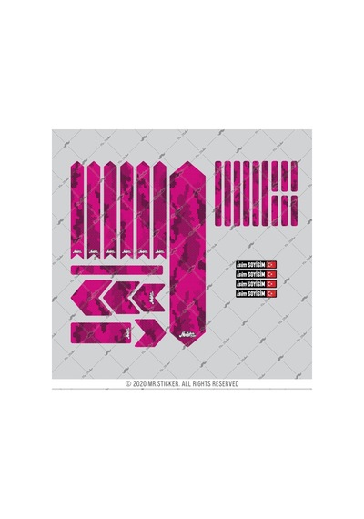Bcy39 Reflektif Bisiklet Sticker Seti Avantaj Paket Pembe Siyah