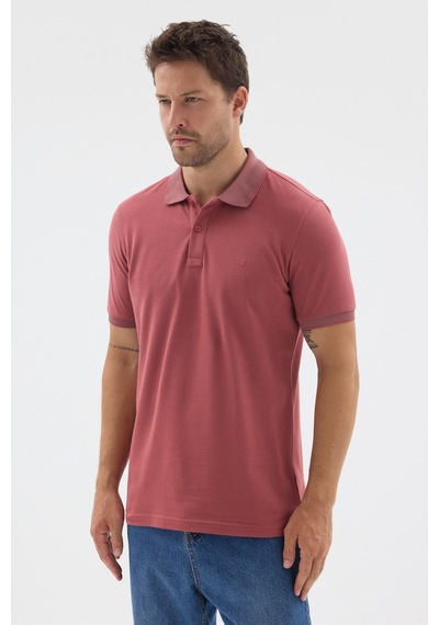 İmza Pembe Polo Yaka Pike Kısa Kol Slim Fit %100 Pamuk Tişört 1011260171 Gülkurusu