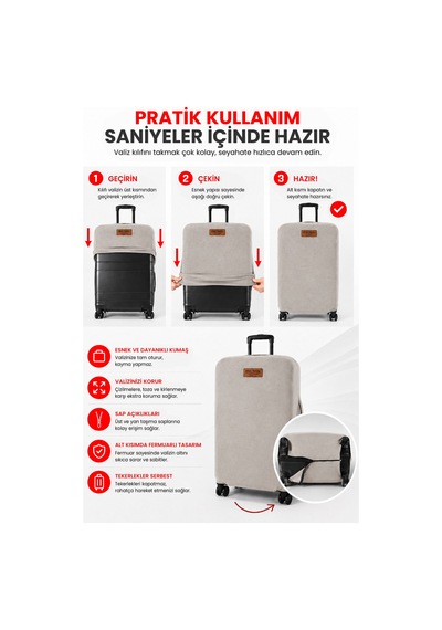 Viscofoam Valiz Bavul Koruma Kılıfı Kadife Kılıf - Gri | Ergo Travel