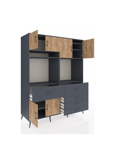 Kronos Gardrop 7 Raflı 5 Çekmeceli 6 Kapaklı 176x59x221 Antrasit-çam/antrasit Çam/antrasit Kronos Gardrop 7 Raflı 5 Çekmeceli 6 Kapaklı 176x59x221 Antrasit-çam/antrasit Çam/antrasit