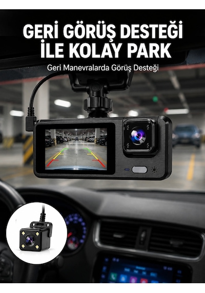Kargo 1080p 3 Kameralı Araç Dvr Döngü Kayıt Ve Geri Görüş Özellikli Yeni Nesil Najmaddin