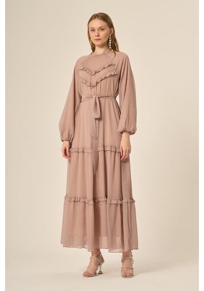 Ftz Women Kadın Simli Elbise Beige 31144 Beige