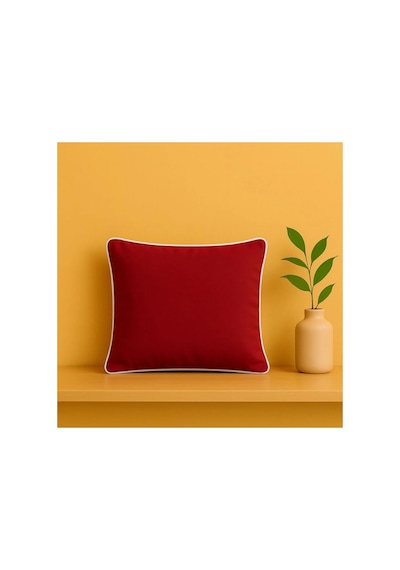 Modern Yılbaşı Konseptli - Dekoratif Kırlent Kılıfı - Kırmızı Beyaz Biyeli Duck Kumaş - 45 X 45 Çok Renkli