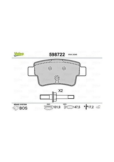 Fiat Punto Evo Arka Fren Balatası Valeo 598722