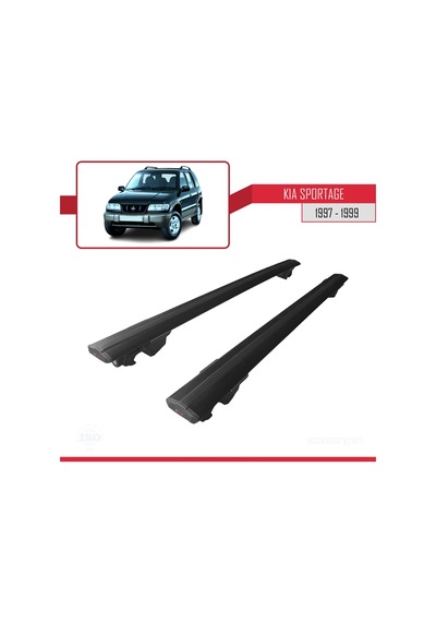 Kia Sportage 1997-1999 Arası İle Uyumlu Hook Model Anahtar Kilitli Ara Atkı Tavan Barı Siyah