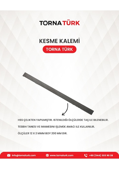 Tesbih Kesme Kalemi 12 X 2 Mm Hss İşleme Ekipmanı Metalik