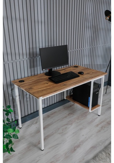 Bilgisayar Masası Sağ Sol Yönlü Pc Kasa Raflı Beyaz