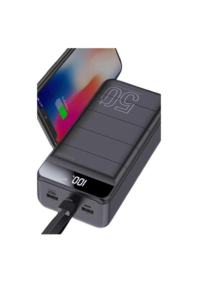 Taşınabilir Powerbank 50.000 Mah 4 Girişli Hızlı Şarj Led Göstergeli Fenerli Şarj - Çok Renkli