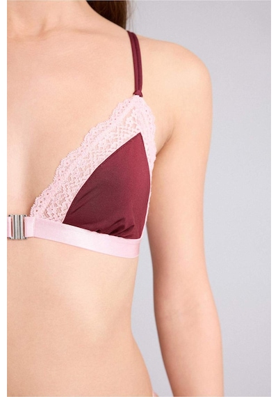 Defacto Dantel Detaylı Saten Kapsız Pedsiz Balensiz Bralet G1139ax26spbr205 Bordo-br205
