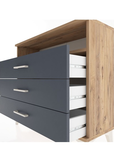 Arges Şifonyer Tek Raflı 3 Çekmeceli 88x30x80 Çam-antrasit Çam