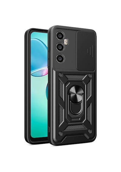 Zore Realme C65 4g Kılıf Magnetik Standlı Kamera Korumalı Ogaa Sürgülü Vega Kapak - Siyah