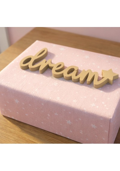 Dream Yazılı Yıldızlı Dekoratif Duvar & Raf Süsü Modern Masaüstü Dekor Bej