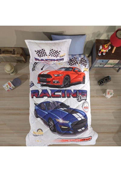 Tek Kişilik Ranforce Genç Desen Yorgan Seti Racing Drag Çok Renkli