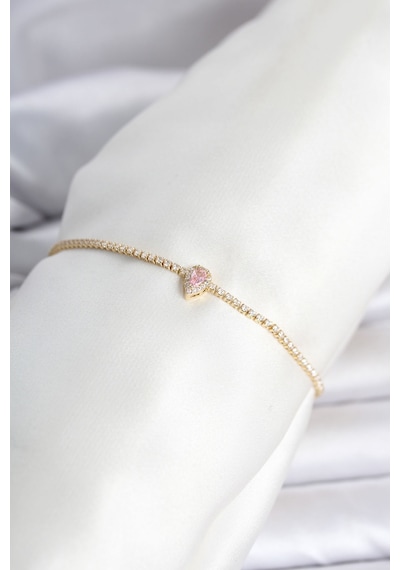 Pirinç Pembe Damla Model Su Yolu Kadın Bileklik Gold Renk Çok Renkli