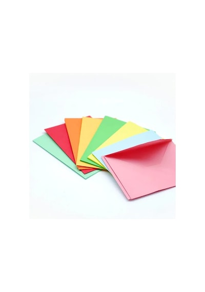100 Adet Renkli Mini Zarf  7x9 CM