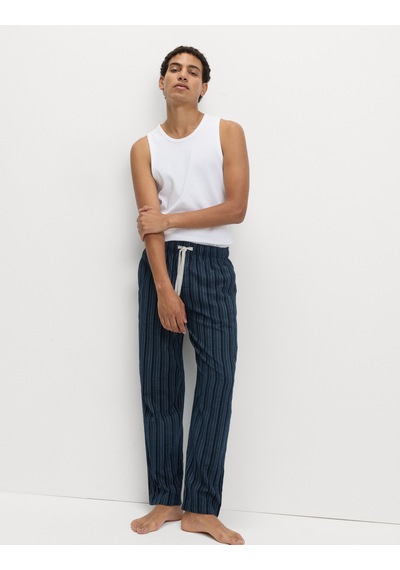 Marks & Spencer Saf Pamuklu Çizgili Pijama Altı T07005128 Lacivert