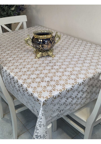 Ithal Pvc Muşamba - Desenli Silinebilir Masa Örtüsü 07nl10d Beyaz