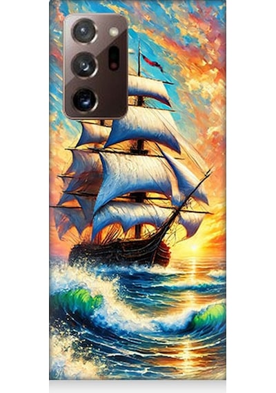 Samsung Galaxy Note 20 Ultra Uyumlu Fırtınada Yelkenli Gücü Desenli Silikon Kılıf Çok Renkli