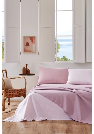 Özdilek Rf -colourist Rose Pudra- Çift Kişilik Pike Takımı Pembe