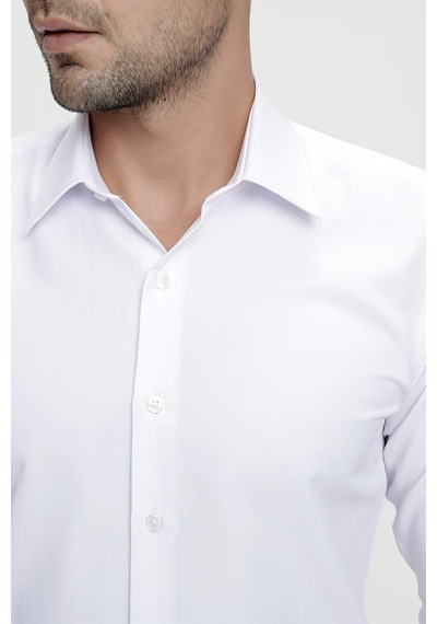 Efor Slim Fit Pamuk Saten Klasik Beyaz Gömlek Gk 624 Beyaz